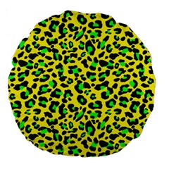 Yellow And Green, Neon Leopard Spots Pattern Large 18  Premium Round Cushions by Casemiro