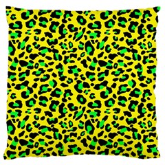 Yellow And Green, Neon Leopard Spots Pattern Large Flano Cushion Case (two Sides) by Casemiro