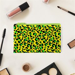 Yellow And Green, Neon Leopard Spots Pattern Cosmetic Bag (xs) by Casemiro