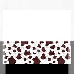 Brown Cow Spots Pattern, Animal Fur Print Rectangular Jigsaw Puzzl by Casemiro