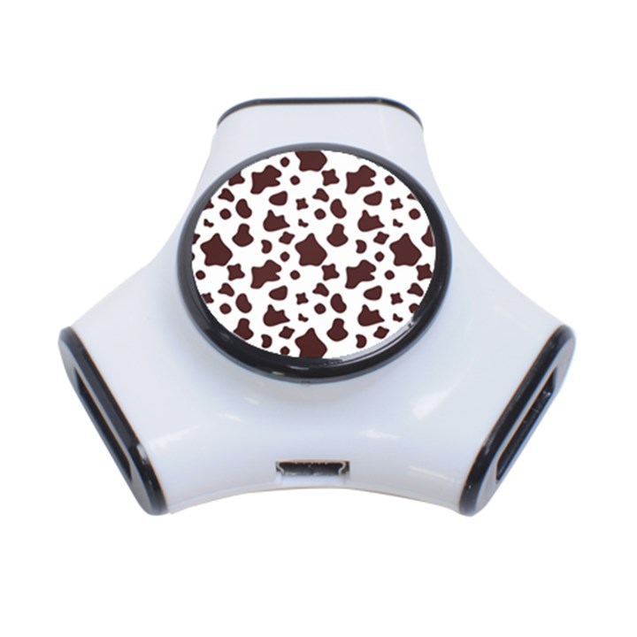 Brown cow spots pattern, animal fur print 3-Port USB Hub