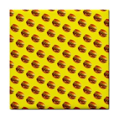 Vector Burgers, Fast Food Sandwitch Pattern At Yellow Tile Coaster by Casemiro