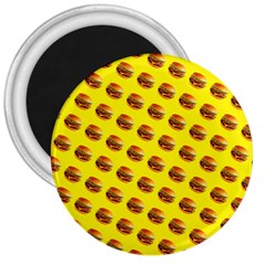 Vector Burgers, Fast Food Sandwitch Pattern At Yellow 3  Magnets by Casemiro