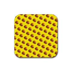 Vector Burgers, Fast Food Sandwitch Pattern At Yellow Rubber Coaster (square)  by Casemiro