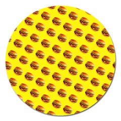 Vector Burgers, Fast Food Sandwitch Pattern At Yellow Magnet 5  (round) by Casemiro