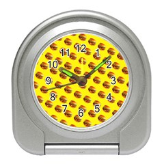 Vector Burgers, Fast Food Sandwitch Pattern At Yellow Travel Alarm Clock by Casemiro