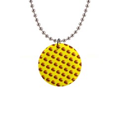 Vector Burgers, Fast Food Sandwitch Pattern At Yellow 1  Button Necklace by Casemiro