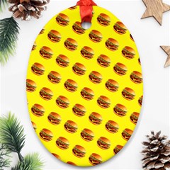 Vector Burgers, Fast Food Sandwitch Pattern At Yellow Oval Ornament (two Sides)