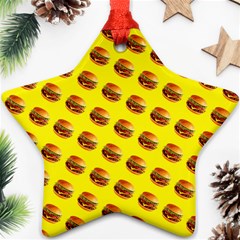 Vector Burgers, Fast Food Sandwitch Pattern At Yellow Star Ornament (two Sides) by Casemiro