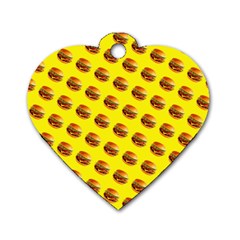 Vector Burgers, Fast Food Sandwitch Pattern At Yellow Dog Tag Heart (two Sides) by Casemiro