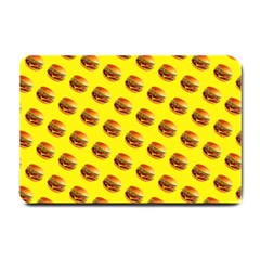 Vector Burgers, Fast Food Sandwitch Pattern At Yellow Small Doormat  by Casemiro