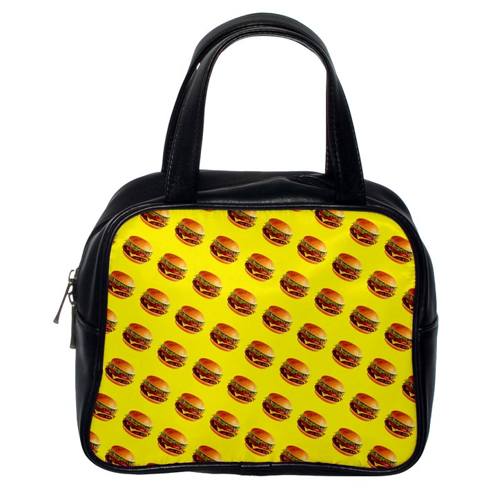 Vector Burgers, fast food sandwitch pattern at yellow Classic Handbag (One Side)