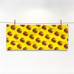 Vector Burgers, Fast Food Sandwitch Pattern At Yellow Hand Towel by Casemiro