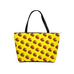 Vector Burgers, Fast Food Sandwitch Pattern At Yellow Classic Shoulder Handbag