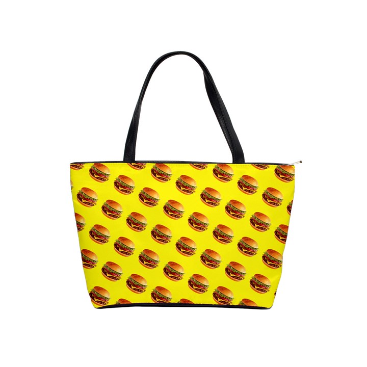 Vector Burgers, fast food sandwitch pattern at yellow Classic Shoulder Handbag