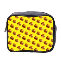 Vector Burgers, Fast Food Sandwitch Pattern At Yellow Mini Toiletries Bag (two Sides) by Casemiro