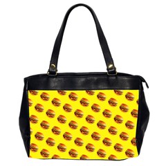 Vector Burgers, Fast Food Sandwitch Pattern At Yellow Oversize Office Handbag (2 Sides)