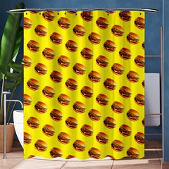 Vector Burgers, Fast Food Sandwitch Pattern At Yellow Shower Curtain 60  X 72  (medium)  by Casemiro