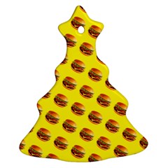 Vector Burgers, Fast Food Sandwitch Pattern At Yellow Ornament (christmas Tree)  by Casemiro