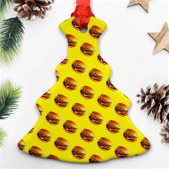 Vector Burgers, Fast Food Sandwitch Pattern At Yellow Christmas Tree Ornament (two Sides) by Casemiro