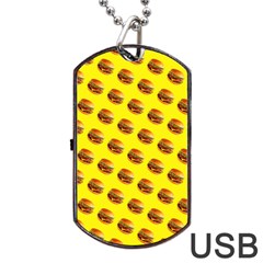 Vector Burgers, Fast Food Sandwitch Pattern At Yellow Dog Tag Usb Flash (one Side) by Casemiro