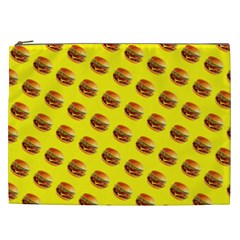 Vector Burgers, Fast Food Sandwitch Pattern At Yellow Cosmetic Bag (xxl) by Casemiro