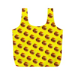 Vector Burgers, Fast Food Sandwitch Pattern At Yellow Full Print Recycle Bag (m) by Casemiro