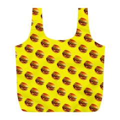 Vector Burgers, Fast Food Sandwitch Pattern At Yellow Full Print Recycle Bag (l) by Casemiro