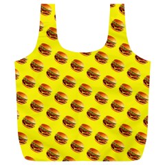 Vector Burgers, Fast Food Sandwitch Pattern At Yellow Full Print Recycle Bag (xl) by Casemiro