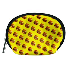 Vector Burgers, Fast Food Sandwitch Pattern At Yellow Accessory Pouch (medium) by Casemiro