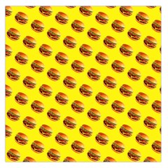 Vector Burgers, Fast Food Sandwitch Pattern At Yellow Large Satin Scarf (square) by Casemiro