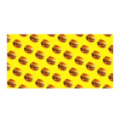 Vector Burgers, Fast Food Sandwitch Pattern At Yellow Satin Wrap by Casemiro