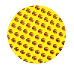 Vector Burgers, Fast Food Sandwitch Pattern At Yellow Mini Round Pill Box by Casemiro