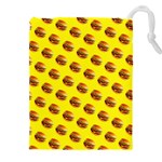 Vector Burgers, fast food sandwitch pattern at yellow Drawstring Pouch (5XL) Front