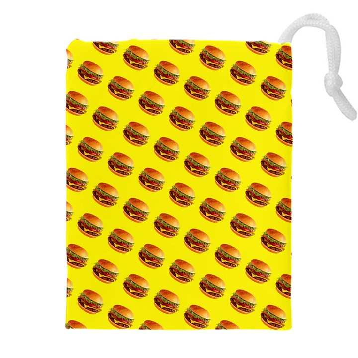 Vector Burgers, fast food sandwitch pattern at yellow Drawstring Pouch (5XL)