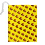 Vector Burgers, fast food sandwitch pattern at yellow Drawstring Pouch (5XL) Back