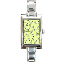 Black And White Vector Flowers At Canary Yellow Rectangle Italian Charm Watch by Casemiro