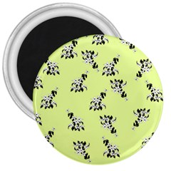 Black And White Vector Flowers At Canary Yellow 3  Magnets by Casemiro