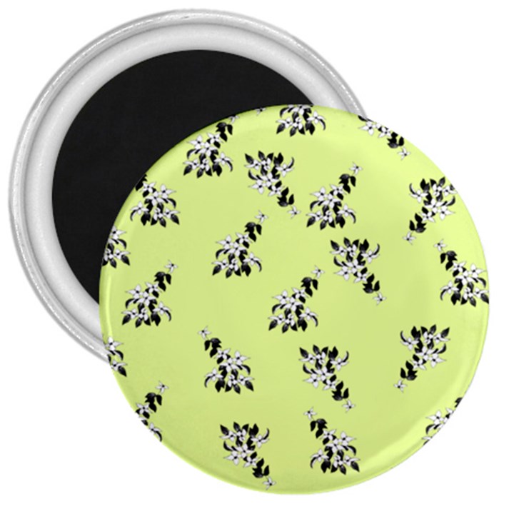 Black and white vector flowers at canary yellow 3  Magnets