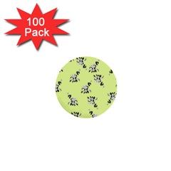 Black And White Vector Flowers At Canary Yellow 1  Mini Buttons (100 Pack)  by Casemiro