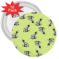 Black And White Vector Flowers At Canary Yellow 3  Buttons (10 Pack)  by Casemiro