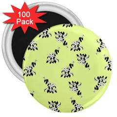 Black And White Vector Flowers At Canary Yellow 3  Magnets (100 Pack) by Casemiro