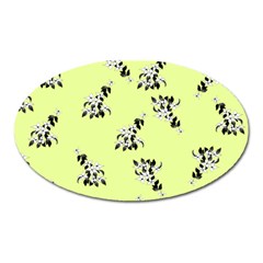 Black And White Vector Flowers At Canary Yellow Oval Magnet by Casemiro