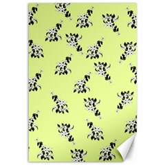 Black And White Vector Flowers At Canary Yellow Canvas 12  X 18  by Casemiro