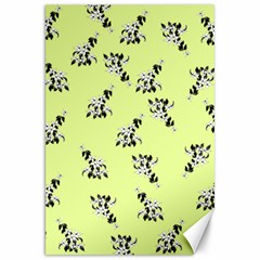 Black And White Vector Flowers At Canary Yellow Canvas 20  X 30  by Casemiro