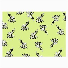 Black And White Vector Flowers At Canary Yellow Large Glasses Cloth (2 Sides) by Casemiro