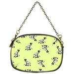 Black and white vector flowers at canary yellow Chain Purse (One Side) Front