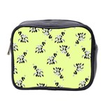 Black and white vector flowers at canary yellow Mini Toiletries Bag (Two Sides) Front