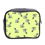 Black and white vector flowers at canary yellow Mini Toiletries Bag (Two Sides) Back