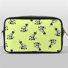 Black And White Vector Flowers At Canary Yellow Toiletries Bag (one Side) by Casemiro